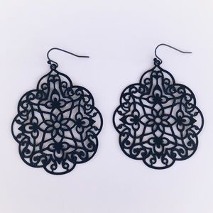 Boho Antique Metal Filigree Statement Earrings